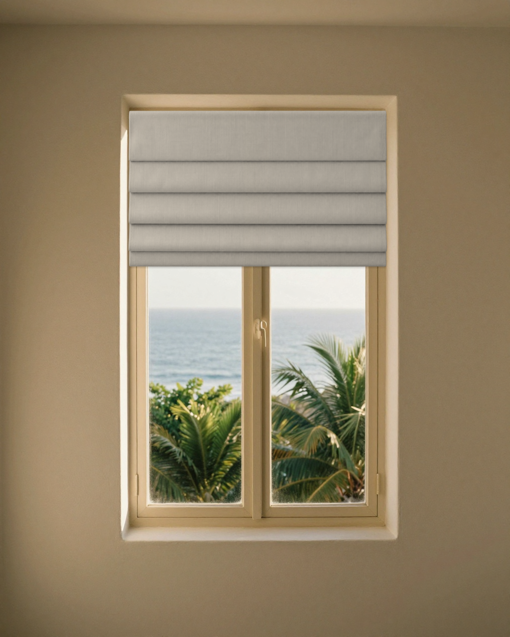 pleated-roman-shade — greige · locked window scene v7
