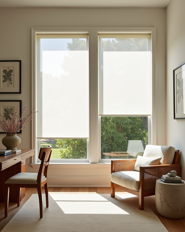 Sheer roller shade filtering natural light