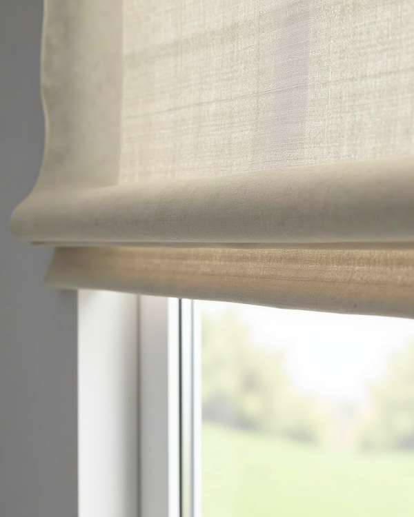 Flat roman shade fabric detail closeup
