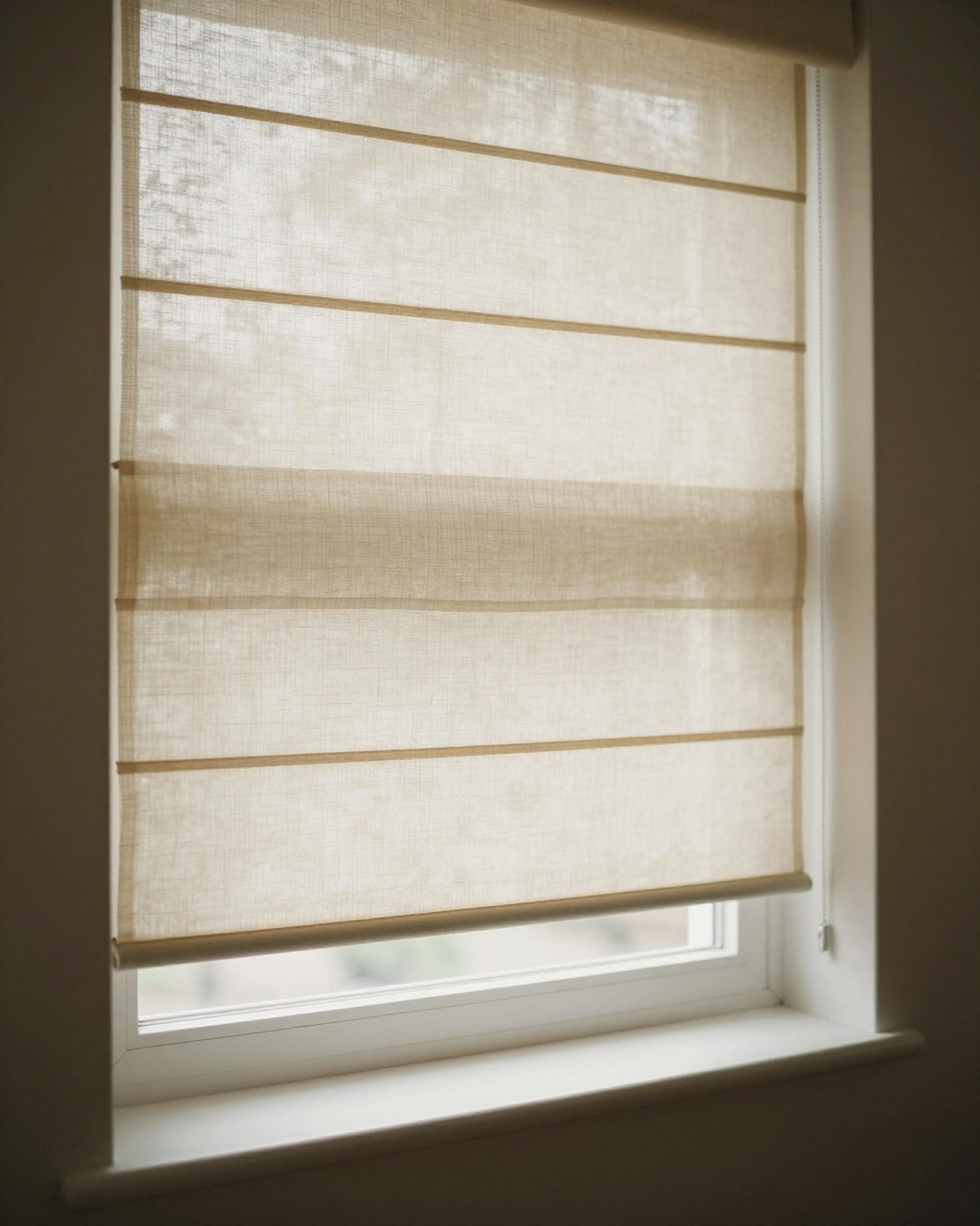 Flat Roman Shade — styled in soft natural light