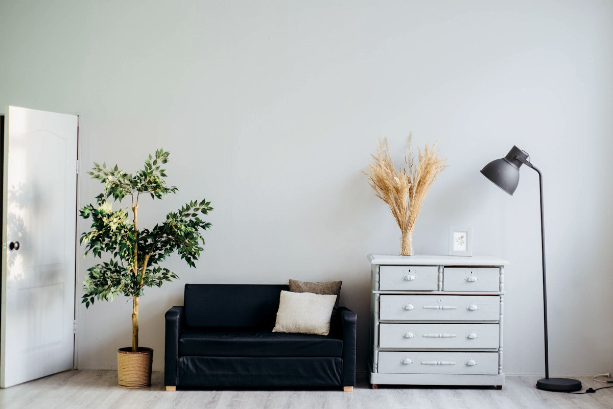 Classic roller shade in modern living room