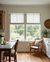 Cafe style plantation shutter in kitchen