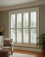 Full height plantation shutter in bright room