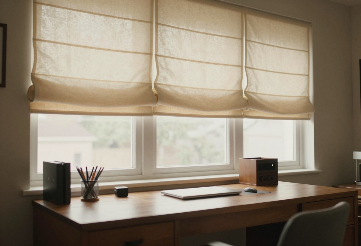 Room scene — Pleated Roman Shade styled in a full space